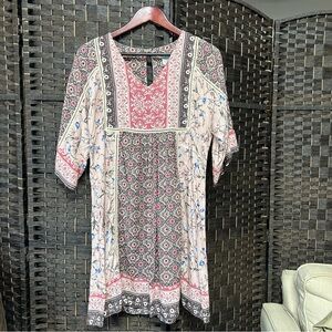 Sundance floral dress petite medium flowy Cottagecore with crochet detail